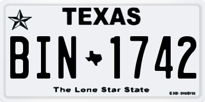 TX license plate BIN1742