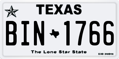 TX license plate BIN1766