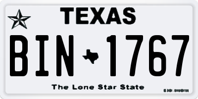 TX license plate BIN1767