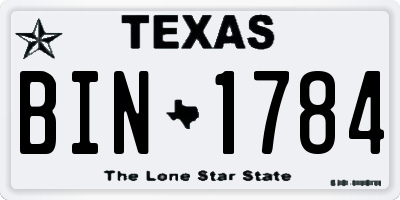 TX license plate BIN1784