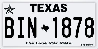 TX license plate BIN1878