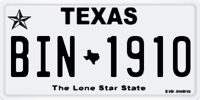 TX license plate BIN1910