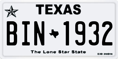 TX license plate BIN1932