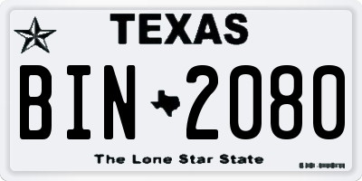 TX license plate BIN2080