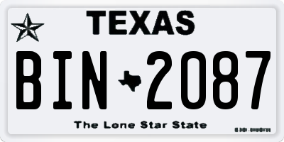 TX license plate BIN2087