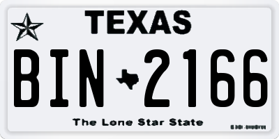 TX license plate BIN2166