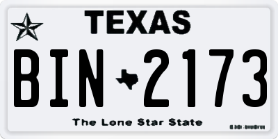 TX license plate BIN2173