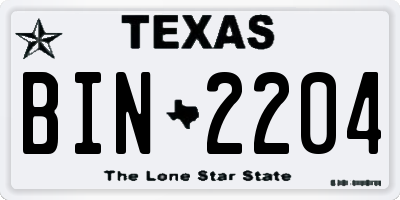 TX license plate BIN2204