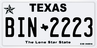 TX license plate BIN2223
