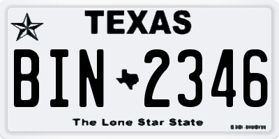 TX license plate BIN2346