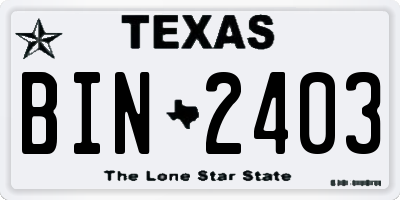 TX license plate BIN2403
