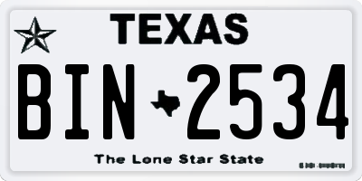 TX license plate BIN2534