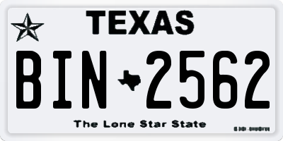 TX license plate BIN2562