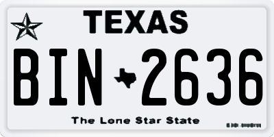 TX license plate BIN2636