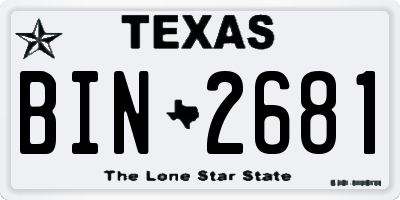 TX license plate BIN2681