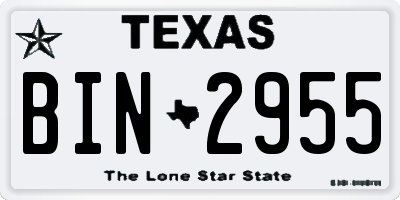 TX license plate BIN2955