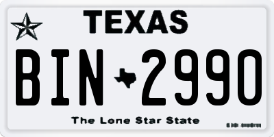 TX license plate BIN2990