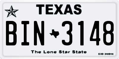 TX license plate BIN3148