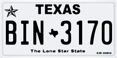 TX license plate BIN3170