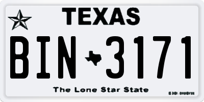 TX license plate BIN3171