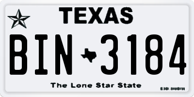 TX license plate BIN3184