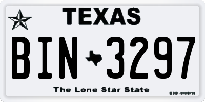 TX license plate BIN3297