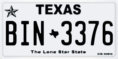 TX license plate BIN3376