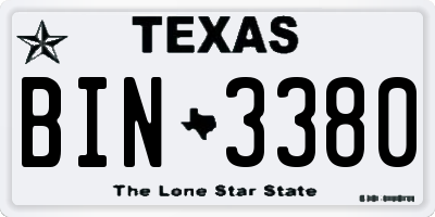 TX license plate BIN3380