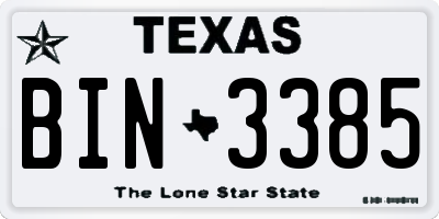 TX license plate BIN3385