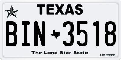 TX license plate BIN3518