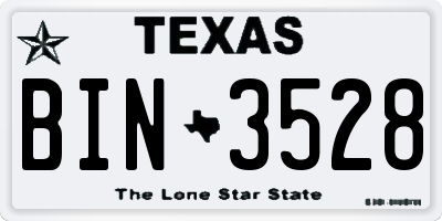 TX license plate BIN3528