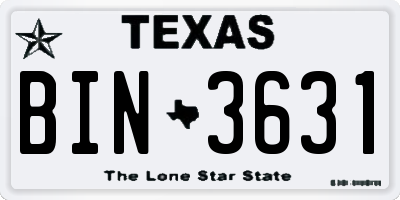 TX license plate BIN3631