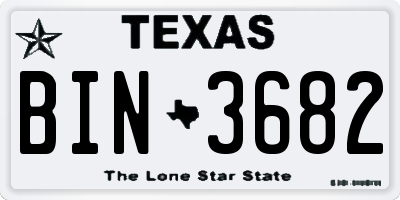 TX license plate BIN3682
