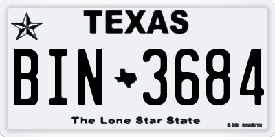 TX license plate BIN3684