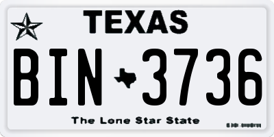 TX license plate BIN3736