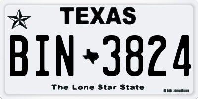 TX license plate BIN3824
