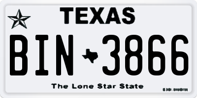 TX license plate BIN3866
