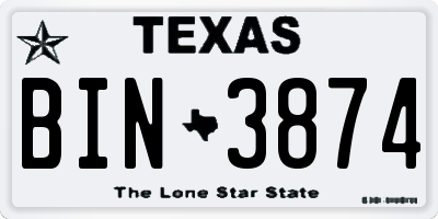 TX license plate BIN3874