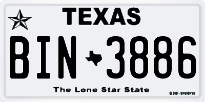 TX license plate BIN3886