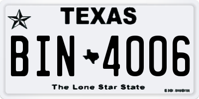 TX license plate BIN4006
