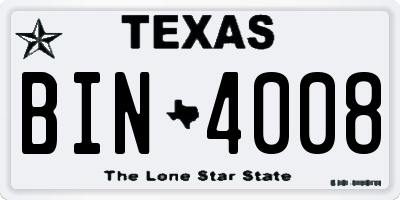 TX license plate BIN4008