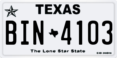 TX license plate BIN4103