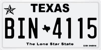 TX license plate BIN4115