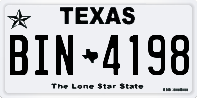 TX license plate BIN4198