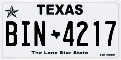 TX license plate BIN4217