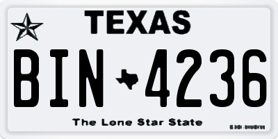 TX license plate BIN4236