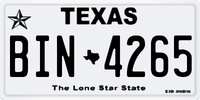 TX license plate BIN4265