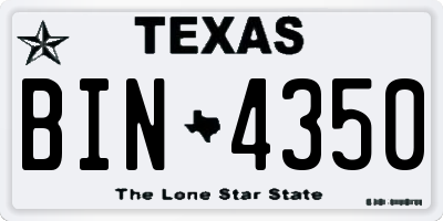 TX license plate BIN4350