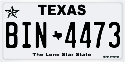 TX license plate BIN4473