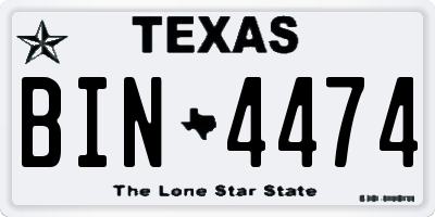 TX license plate BIN4474